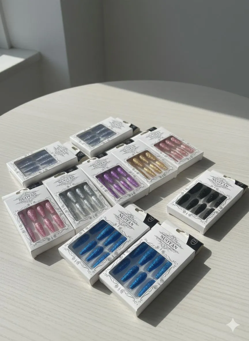 Multicolor Glitter Stick-On Nails ABS Plastic Pack of 1